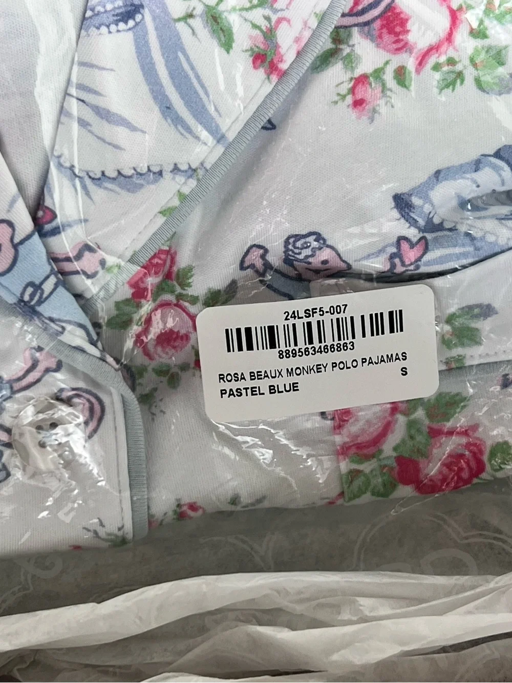 LoveShackFancy x Roller Rabbit Rosa Beaux Monkey Polo Pajama Set Size Small